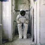 spaceman in the bathroom